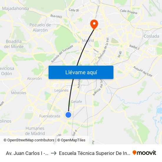 Av. Juan Carlos I - Policía Local to Escuela Técnica Superior De Ingenieros Industriales map