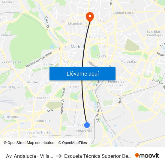 Av. Andalucía - Villaverde Bajo Cruce to Escuela Técnica Superior De Ingenieros Industriales map