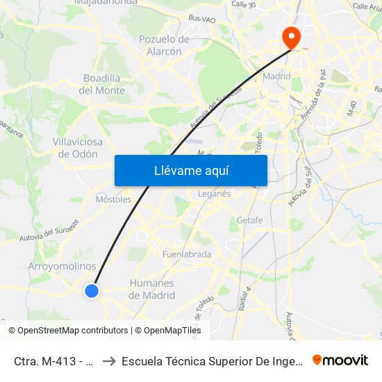 Ctra. M-413 - Cerámica to Escuela Técnica Superior De Ingenieros Industriales map