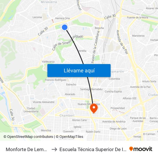 Monforte De Lemos - La Vaguada to Escuela Técnica Superior De Ingenieros Industriales map