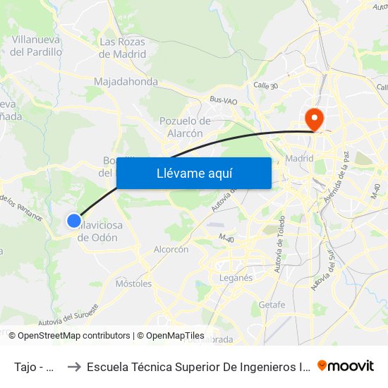 Tajo - Miño to Escuela Técnica Superior De Ingenieros Industriales map