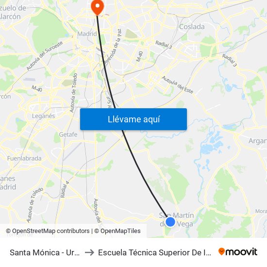 Santa Mónica - Urb. Santa Elena to Escuela Técnica Superior De Ingenieros Industriales map