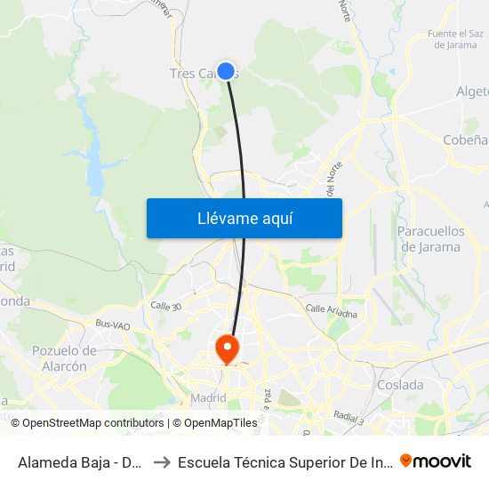 Alameda Baja - Despeñaperros to Escuela Técnica Superior De Ingenieros Industriales map