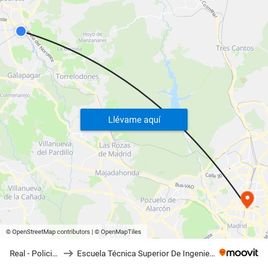 Real - Policia Local to Escuela Técnica Superior De Ingenieros Industriales map