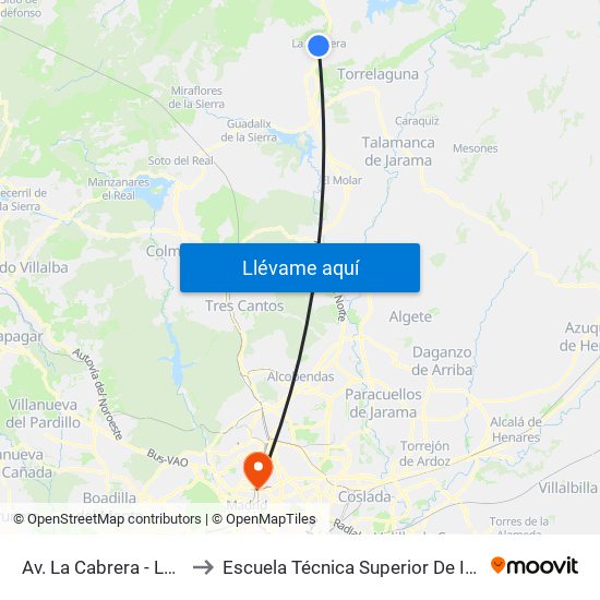 Av. La Cabrera - Luis Fdez. Urosa to Escuela Técnica Superior De Ingenieros Industriales map