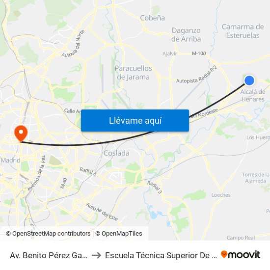 Av. Benito Pérez Galdós - Pío Baroja to Escuela Técnica Superior De Ingenieros Industriales map