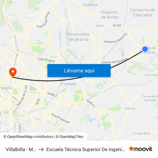 Villalbilla - Mercado to Escuela Técnica Superior De Ingenieros Industriales map