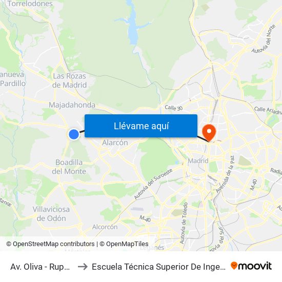 Av. Oliva - Ruperto Chapí to Escuela Técnica Superior De Ingenieros Industriales map