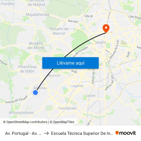 Av. Portugal - Av. Dos De Mayo to Escuela Técnica Superior De Ingenieros Industriales map