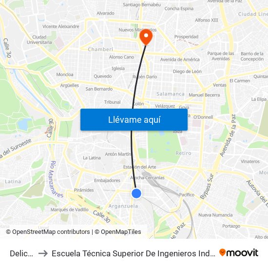 Delicias to Escuela Técnica Superior De Ingenieros Industriales map