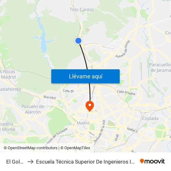 El Goloso to Escuela Técnica Superior De Ingenieros Industriales map