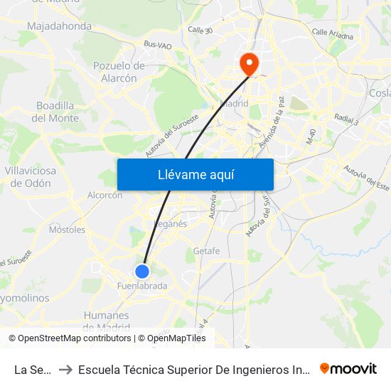 La Serna to Escuela Técnica Superior De Ingenieros Industriales map