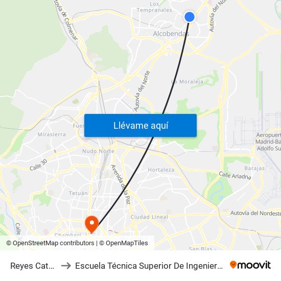 Reyes Católicos to Escuela Técnica Superior De Ingenieros Industriales map