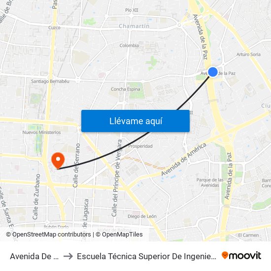 Avenida De La Paz to Escuela Técnica Superior De Ingenieros Industriales map