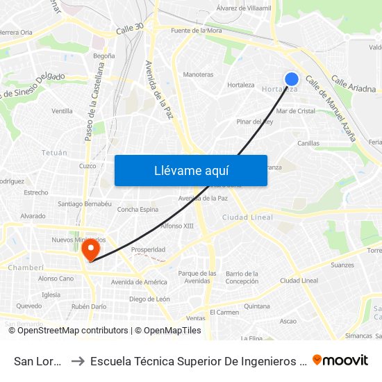San Lorenzo to Escuela Técnica Superior De Ingenieros Industriales map