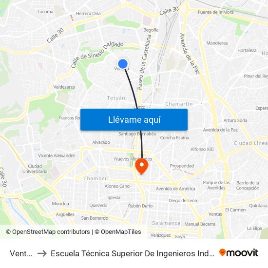 Ventilla to Escuela Técnica Superior De Ingenieros Industriales map