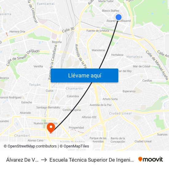 Álvarez De Villaamil to Escuela Técnica Superior De Ingenieros Industriales map