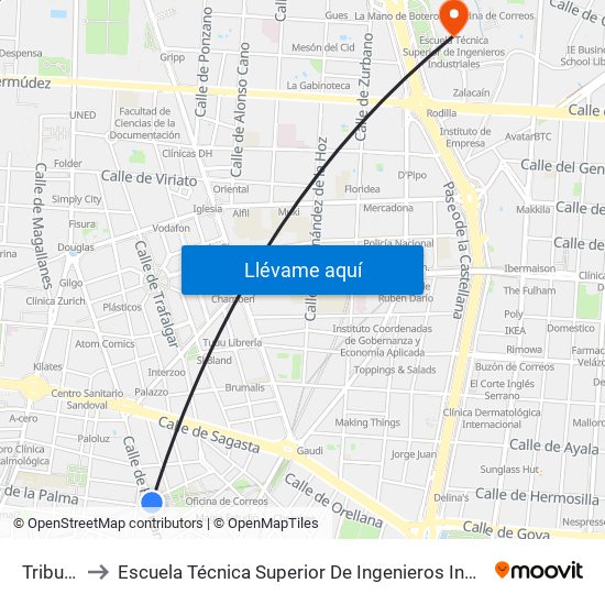 Tribunal to Escuela Técnica Superior De Ingenieros Industriales map