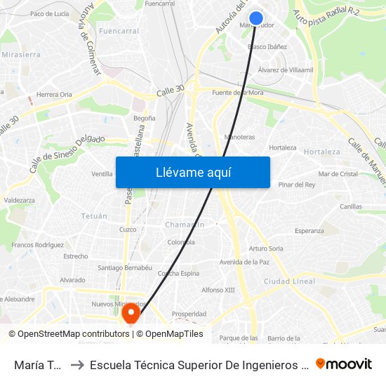 María Tudor to Escuela Técnica Superior De Ingenieros Industriales map