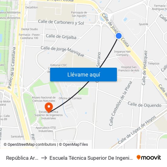 República Argentina to Escuela Técnica Superior De Ingenieros Industriales map