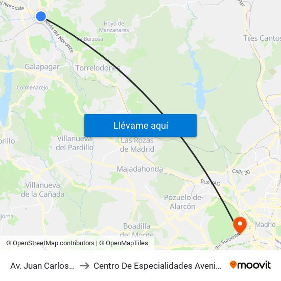 Av. Juan Carlos I - Zoco to Centro De Especialidades Avenida De Portugal. map