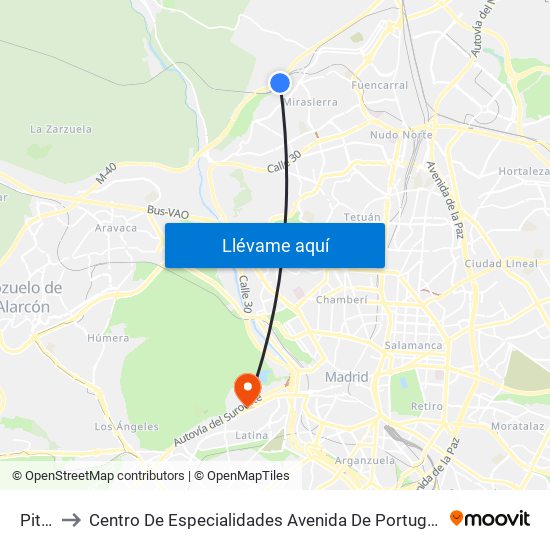 Pitis to Centro De Especialidades Avenida De Portugal. map