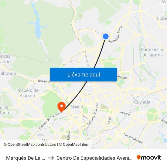Marqués De La Valdavia to Centro De Especialidades Avenida De Portugal. map