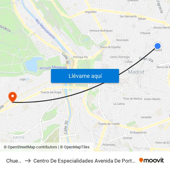 Chueca to Centro De Especialidades Avenida De Portugal. map