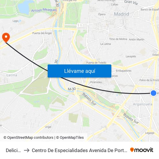 Delicias to Centro De Especialidades Avenida De Portugal. map