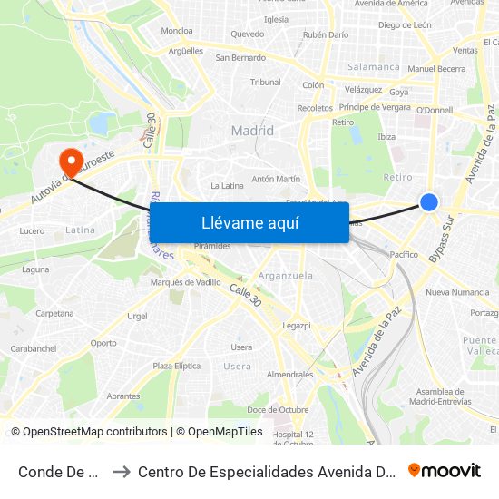 Conde De Casal to Centro De Especialidades Avenida De Portugal. map
