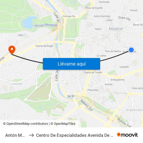 Antón Martín to Centro De Especialidades Avenida De Portugal. map