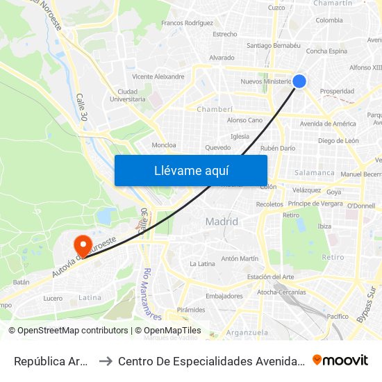 República Argentina to Centro De Especialidades Avenida De Portugal. map