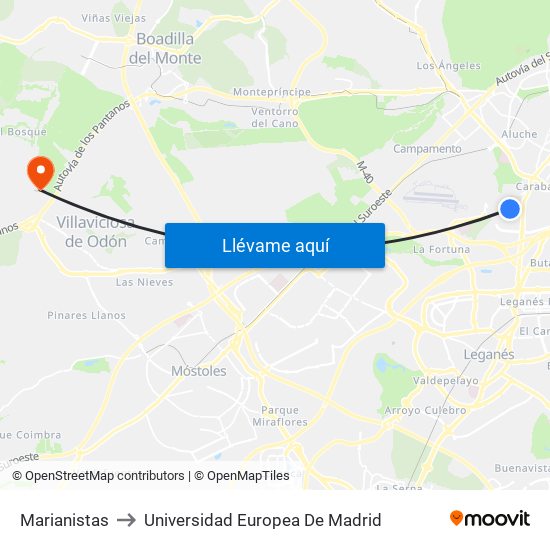 Marianistas to Universidad Europea De Madrid map