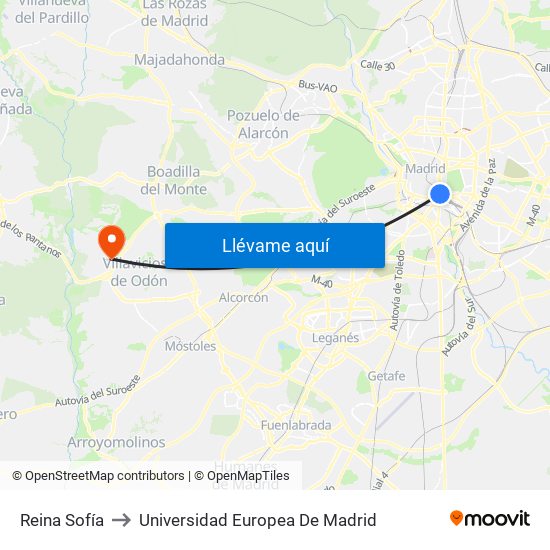 Reina Sofía to Universidad Europea De Madrid map