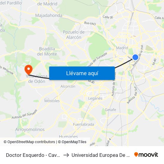 Doctor Esquerdo - Cavanilles to Universidad Europea De Madrid map