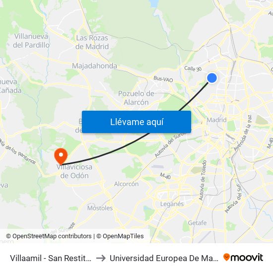 Villaamil - San Restituto to Universidad Europea De Madrid map