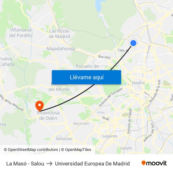 La Masó - Salou to Universidad Europea De Madrid map