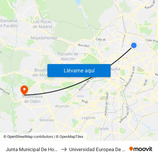 Junta Municipal De Hortaleza to Universidad Europea De Madrid map