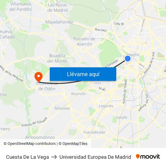 Cuesta De La Vega to Universidad Europea De Madrid map