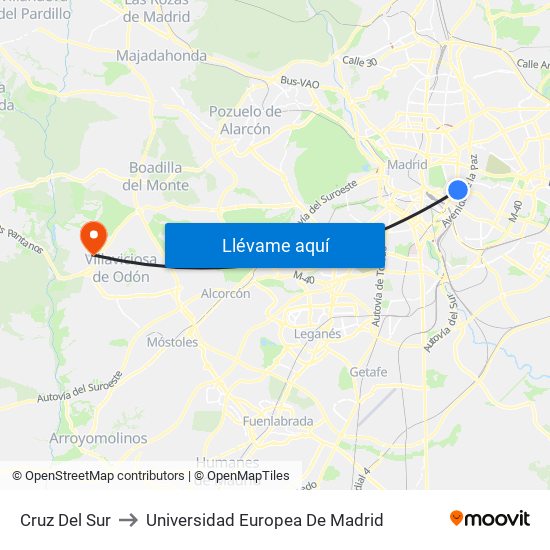 Cruz Del Sur to Universidad Europea De Madrid map