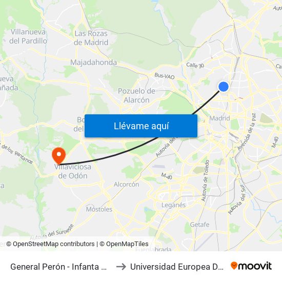 General Perón - Infanta Mercedes to Universidad Europea De Madrid map