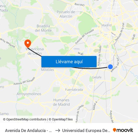 Avenida De Andalucía - Marconi to Universidad Europea De Madrid map