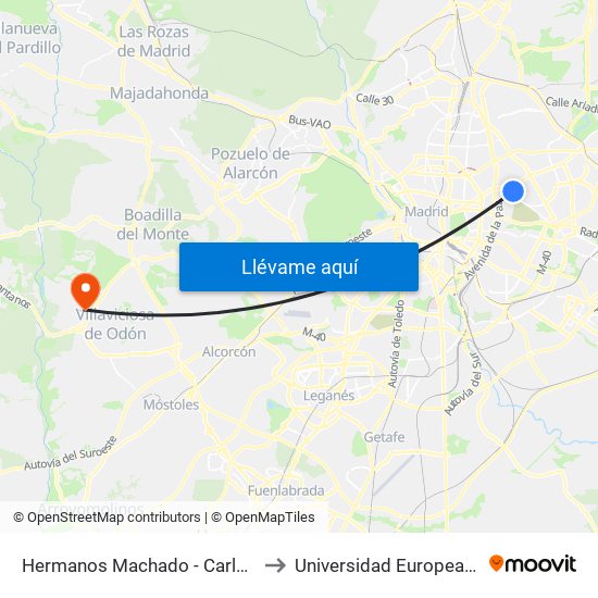 Hermanos Machado - Carlos Hernández to Universidad Europea De Madrid map