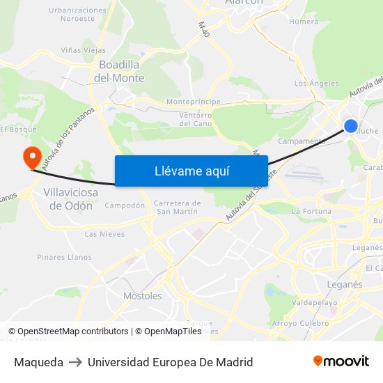 Maqueda to Universidad Europea De Madrid map