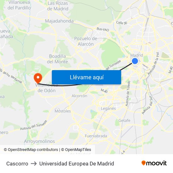 Cascorro to Universidad Europea De Madrid map