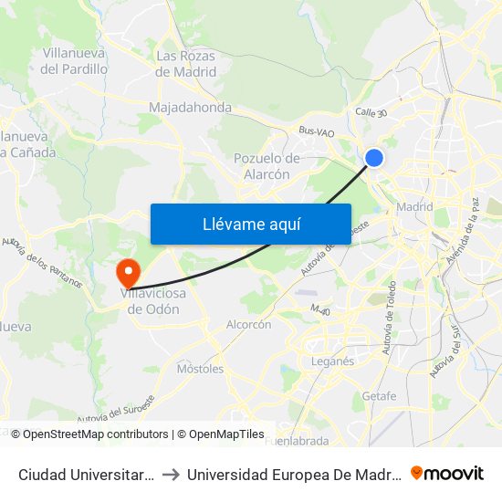 Ciudad Universitaria to Universidad Europea De Madrid map