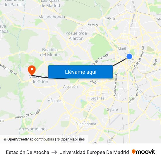 Estación De Atocha to Universidad Europea De Madrid map