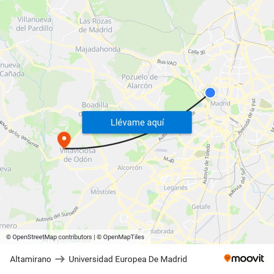 Altamirano to Universidad Europea De Madrid map