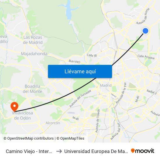 Camino Viejo - Intergolf to Universidad Europea De Madrid map