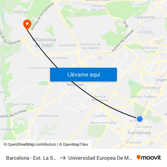 Barcelona - Est. La Serna to Universidad Europea De Madrid map